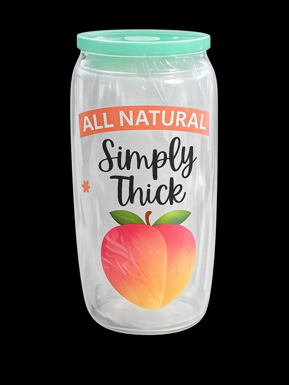 'Simply Thick' All Natural Glass Can with Mint Lid & Straw